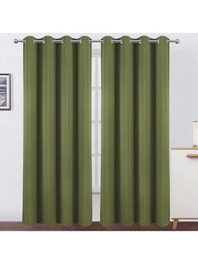 Olive Green Thermal Insulated Blackout Curtains - 52x84 Inch Set of 2 Panels